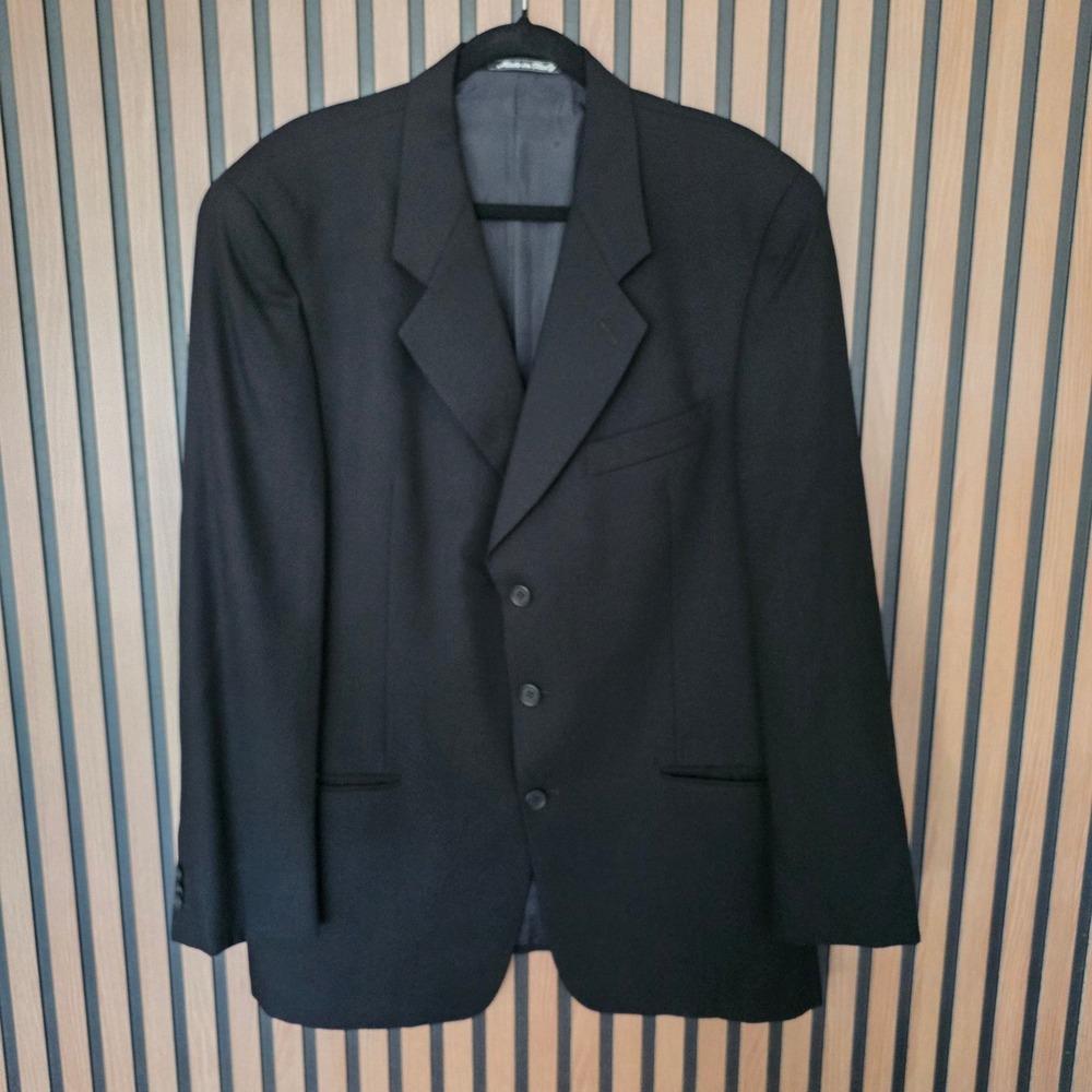 Giorgio Armani Blazer Mens 54R Gray Le Collezioni Virgin Wool‎ Herringbone Italy